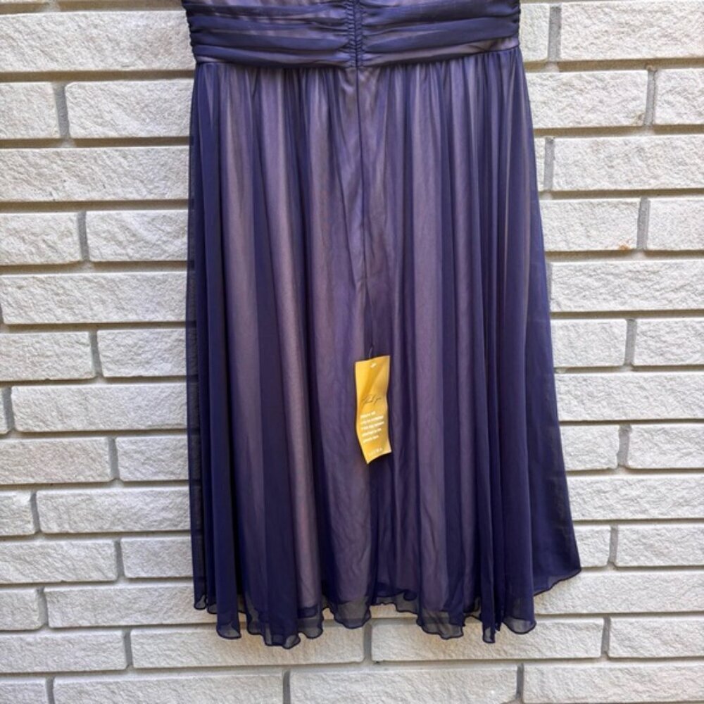 Laura Petites Mesh Detail Fit & Flare Dress Pink/Navy Sz 12P - Picture 11 of 14